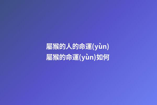 屬猴的人的命運(yùn) 屬猴的命運(yùn)如何-第1張-觀點(diǎn)-玄機(jī)派